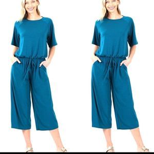 SOLD raglan sleeve jumpsuit with pockets NWT TEAL outfit. NWT